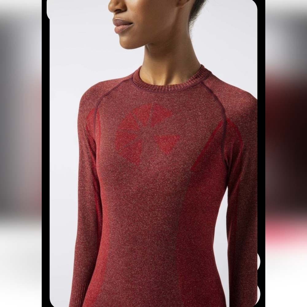 NEW Ghost Flower Fire Embrace Seamless Long Sleeve Workout Shirt Red Size L/XL